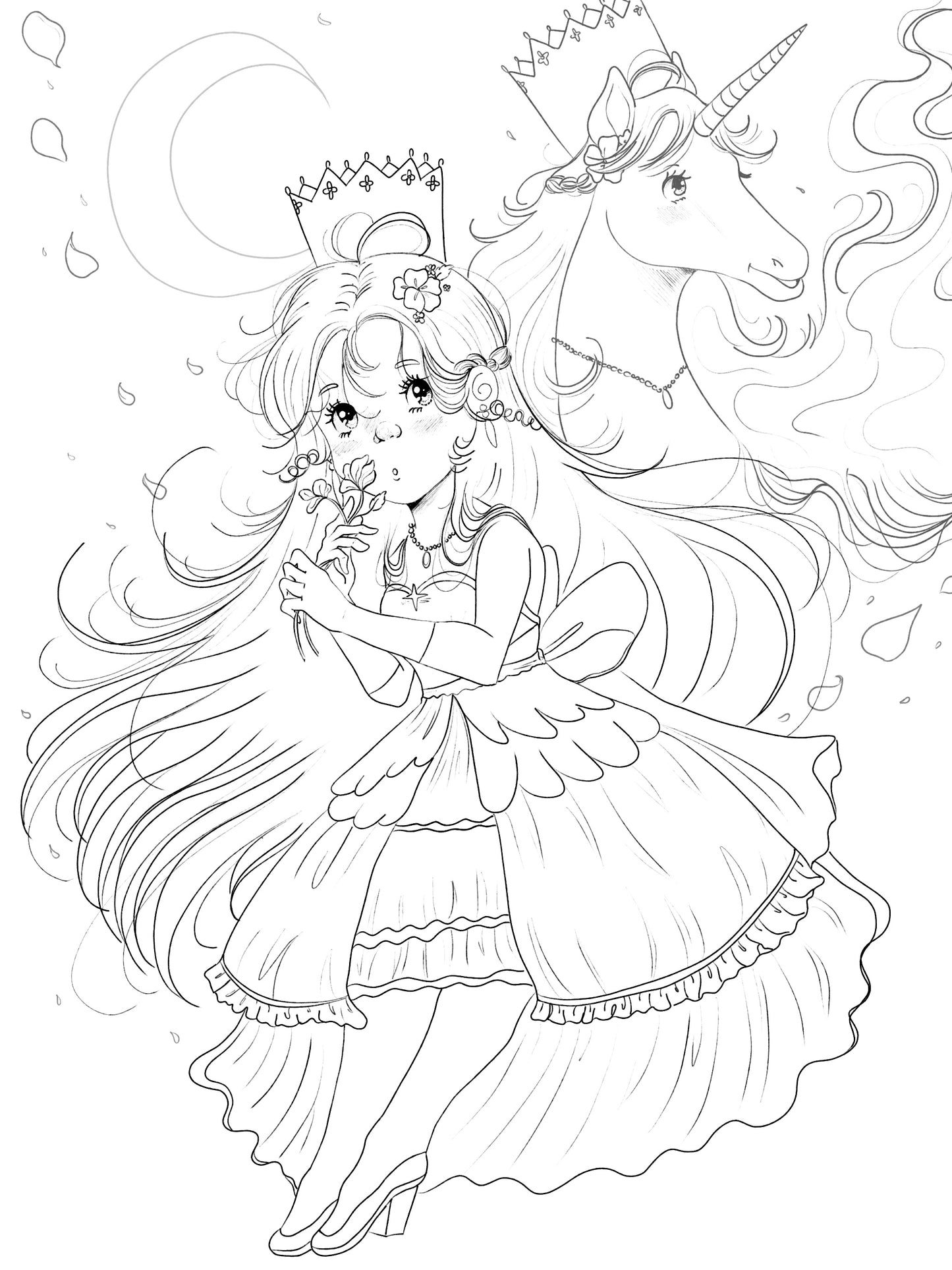 Unicorn Princess Coloring Page