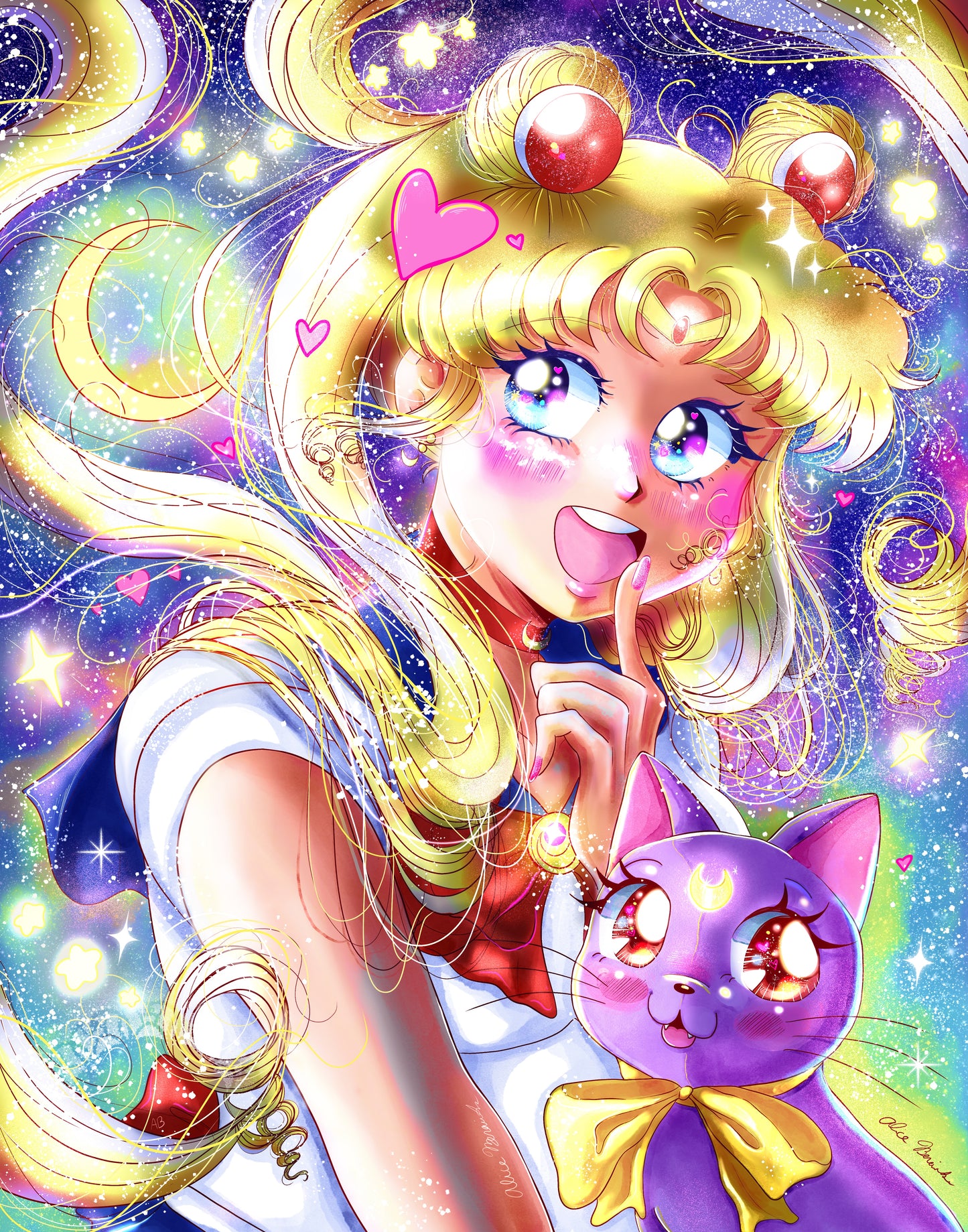 Sailor Moon and Luna Print
