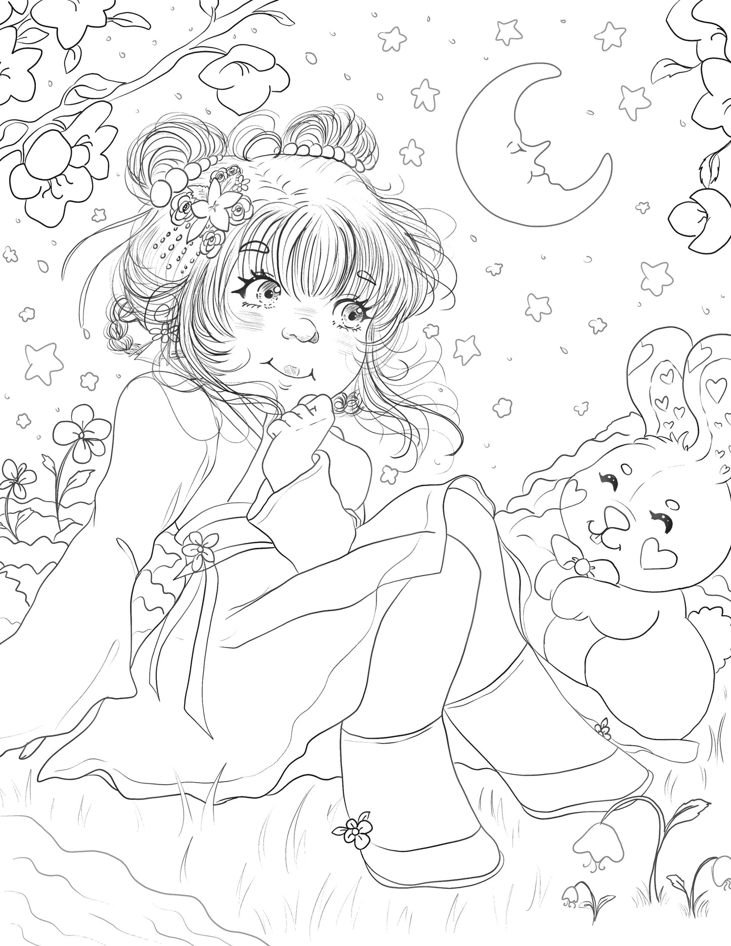 Moonlight Dreams Coloring Page