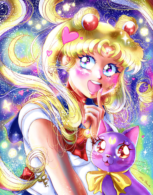 Sailor Moon and Luna Print